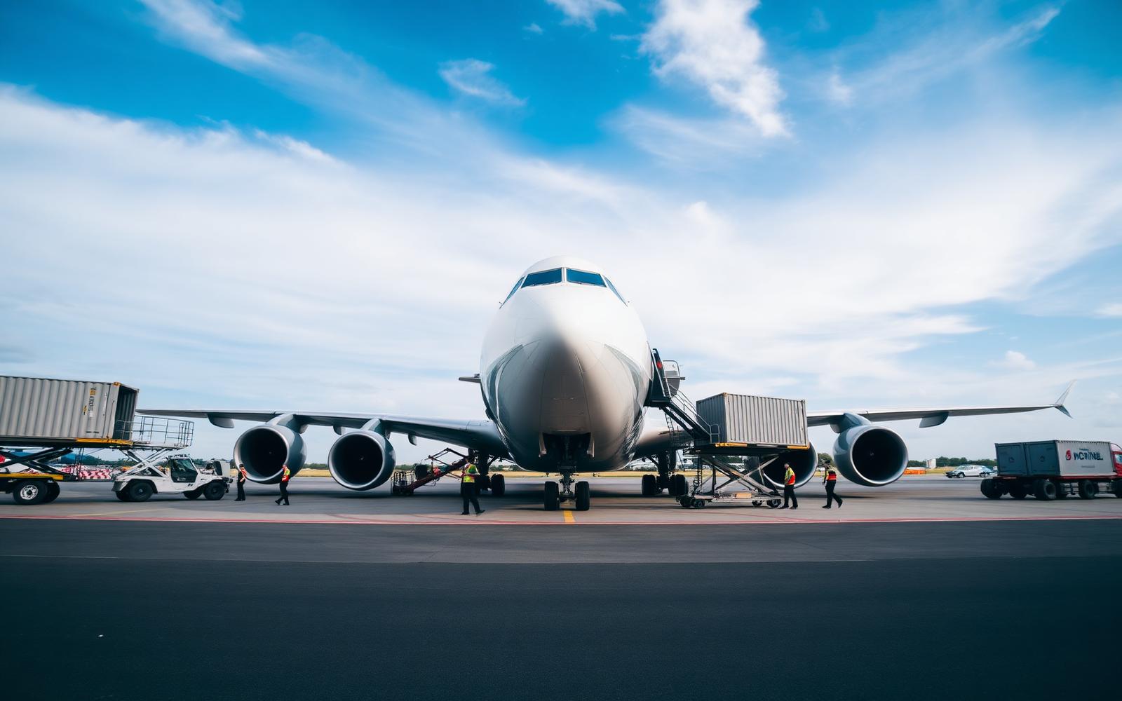 Air freight cargo plane loading